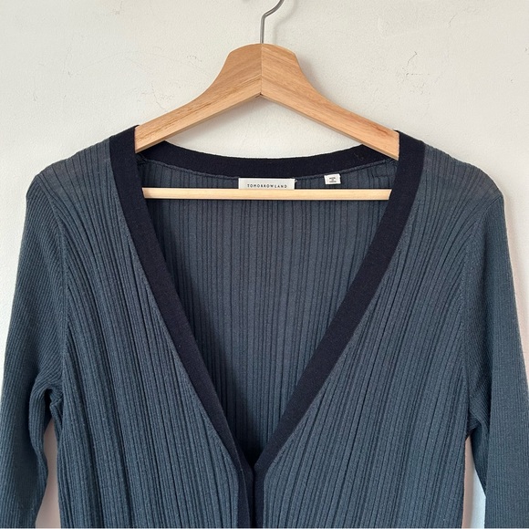TOMORROWLAND TEAL AND NAVY LONG CARDIGAN SIZE M - Picture 3 of 5